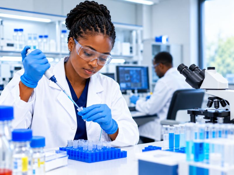 Laboratory testing at Ngumba Hospital